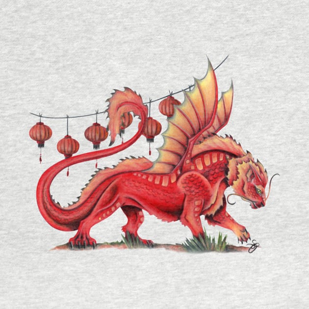 Fierce Oriental Lion Dragon by Sandra Staple